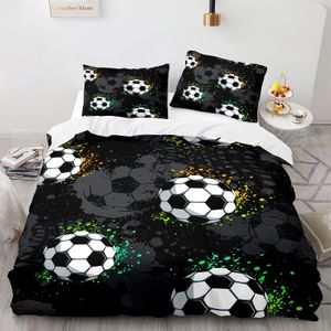 Voetbalthema Grafische Print Beddengoed Set, Perfect voor Jongens' en Meisjes' Kamers, En Kan in een Machine Gewassen worden.
