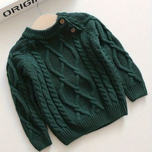 Unisex Casual Vintage Cable Gebreide Trui met Schouderdetail - Lange Mouwen, Ronde Hals, Medium Stretch, Essentieel voor Herfst/Winter, voor Meisjes, Klassiek Breidraag, Duurzaam