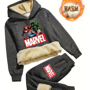 Jongens' Fleece-gevoerde Dikke Winter Muts en Joggingbroek Set met Marvel Spider-Man Print, Buitentemperatuur Warmte en Koudbescherming Pak, Ideaal voor Buiten