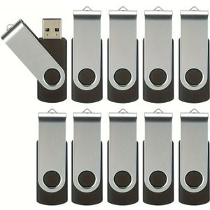 10 stuks 4GB/8GB/16GB/32GB/64GB USB 2.0 USB- bulk, inklapbare geheugenstick, USB-sleutel, pen drive, jump drive, USB-stick, fotostick met Led-indicator voor computer en laptop, zwart