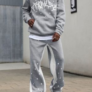 Herfst- en wintercasual herenhoodie set in hiphopstijl met print, 2- sportkledingpak