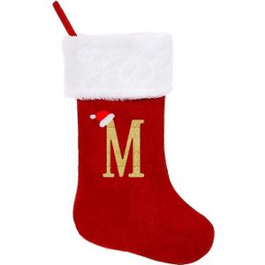 1 rode fluwelen kerstsok met superzachte witte boord, geborduurde klassieke kerstsok, decoratieve sokken voor het hele gezin, decoratie voor de feestdagen