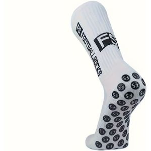 1 paar voetbalsokken voor heren - Anti-slip grip, ademende & vochtafvoerende atletische sokken met rood-oranje accenten voor voetbaltraining, vrijetijdskleding - sportsokken, zweetbestendig