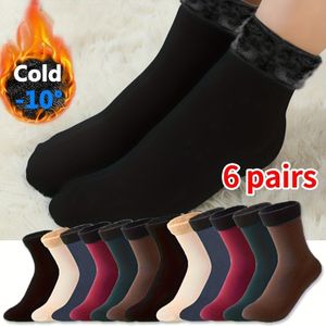 6 paar herfst- en winter sokken in gemengde kleuren voor heren en dames met fleece, verdikt, koude en warme sneeuwsokken voor buiten, vloersokken, medium sokken, zachte koude sokken