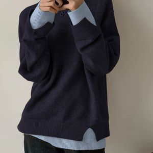 Dames Tweekleurige Trui - Groen & Kleurblok Pullover, Losvallende Trui met Ronde Hals voor Dagelijkse & Formele Outfits, Lente/Herfst Overgangskleding