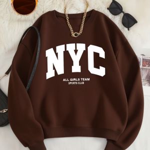 Geprinte sweatshirts, herfst- en winter crewneck casual sweatshirts, Dameskleding