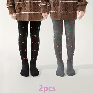 2 stuks Meisjes Pantykousen Kinder Leggings, Hartvormig Modieus Veelzijdig ,