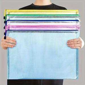 5pcs A3 Pvc Zippered File Storage Bags - , Modern Document Organizer Pouches For School & Office, Document Storage|vibrant Design| File Bags, Paper Storage