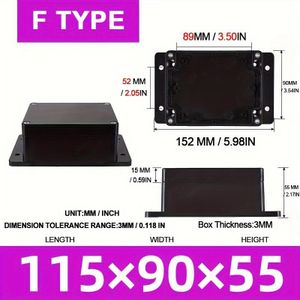 Zwarte ABS Plastic Aansluitdoos met /F Lug Ontwerp - Gepolijste Afwerking, Niet-Elektrisch, Industriële Elektrische Behuizing