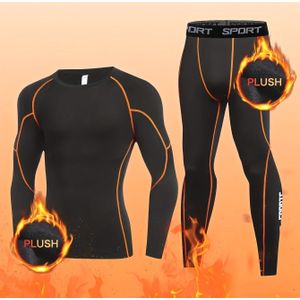 Thermisch ondergoed voor heren met fleecevoering, geschikt voor winterjacht, outdoor skiën en fitnesstraining, nauwsluitende top met ronde hals en lange mouwen en broek basislaag