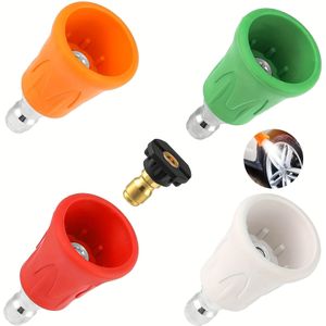 High-pressure Washer Quick Connect Nozzle, Fan Pattern Spray Head, Cover, 0/15/25/ Spray Options, Plastic Material
