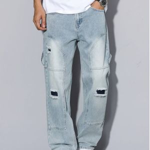 Herren High-End Retro Ripped Patchwork Lichtgekleurde Jeans, Geschikt voor Alle Seizoenen – Een Must-Have