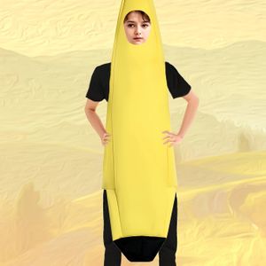 1 stuk Jongens Bananen-Thema Kostuum Jumpsuit - Bananenvormige Jurk met Mouwloze Ronde Hals voor Halloween, Feesten & Podiumoptredens - Losse Pasvorm Outfit