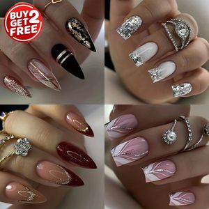 4 van 96 Stuks Plakbare Nepnagel Stickers Set Draagbare Nepnagels Doos Bevat een Stuk Jelly Lijm en een Nagelvijl