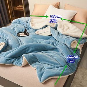 Dubbellaags Luxe Zacht Melkfluwe Lamfleece Dekbed, Machine Wasbaar, Multifunctioneel Warm Dekbed Voor Winter, Beddengoed Accessoire
