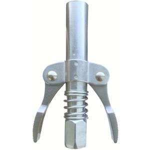 1st Dubbeltoerige Vetpistoolkoppeling - Roestvrij Staal, Hogedruk Smeermondstuk met Zelfvergrendelende Tangontwerp voor Auto Reparatie, Handmatige Pneumatiek, Universele Mond