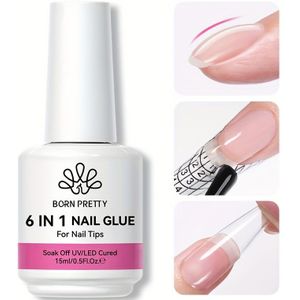 BORN PRETTY 15ml 6-in-1 Nagel Lijm Gel | Gel Base & Verlengformule, Duurzaam & Veelzijdig voor Nagel Tips, Salon-Kwaliteit Langdurige Wear, Vereist /LED Licht