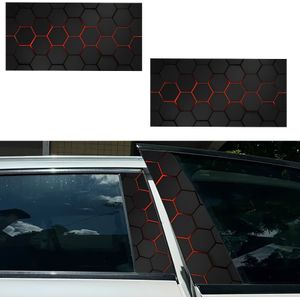 2pcs Themed B Pillar Car Decals, Vinyl With Semi-matte , Easy To Apply - Ideal For Glass & Metal Surfaces, Futuristic Hexagonal Pattern With Accents