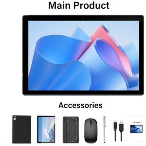 Qddq 2025 New Tablet 2in 1 Tablet, 10.1 Inch 14 Tablet 4gb+4gb Expanded Rom 64gb With Keyboard, Case, Mouse, And Stylus, 5mp+8mp Dual Camera, Wifi, Wireless, Tablet Pc, Type-c (without Adapter)