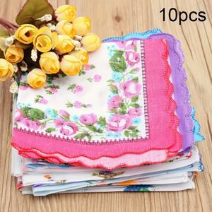 10st Elegante Vintage Bloemen Zakdoeken voor Vrouwen - Diverse Kleuren, Zachte Polyester Vierkante Hankies, Machinewasbaar, Perfect voor Modeaccessoires & Zakdoekjes