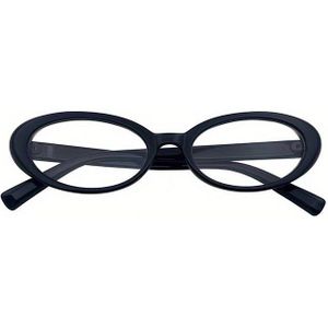 Zwarte bril met montuur voor dames, Y2K retro smalle vorm bril voor meisjes, foto's, platte lenzen, decoratieve bril.