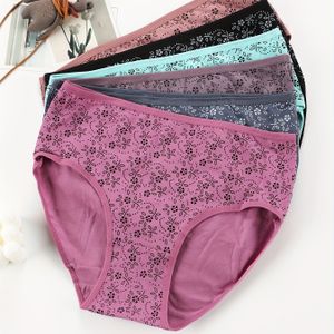 6 stukken Dames Bloemenprint Mid-Rise Slipjes - Zacht, Comfortabel Dagelijks Ondergoed met Elegante Ontwerp, Assortede Kleuren (Rood, , Blauw, Zwart, Grijs, Rood), Slipjes voor Dames