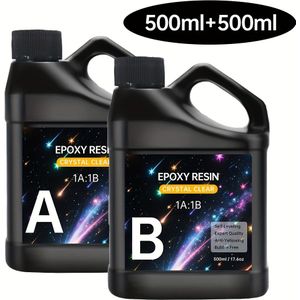 1L () Transparante Polycurethaan Resin Set - UV-bestendig, Zelfstromend, Ideaal voor Desktops, Kunst & Ambachten, Hout Gieten, Sieraden Maken, met Aerosol Curing, Resin voor Sieraden Maken