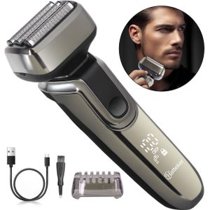 Elektrisch Scheerapparaat voor Mannen met 4-mesjes LED Scherm USB Draagbaar Voor Reizen en Thuisgebruik Cadeau, Elektro Shavershaveset Hoogwaardige Kwaliteit