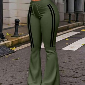 2026 Lente Dames Symmetrische Gestreepte Print | Comfortabele Casual Regular Fit Rechte Pijpen Broek met Trekkoord in de Taille