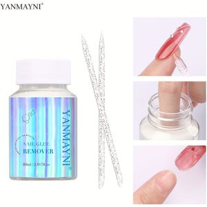 YANMAYNI Nagelverwijderaar voor Press on Nails - 80ml Press On Nagelverwijderaar Eenvoudige Verwijdering voor Lijm op Nageltips, Press-on Nagelverwijderaar met 2 stks Stickers
