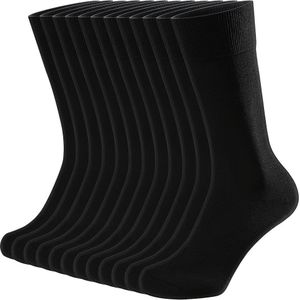 12 Paar Bamboevezel Sokken Vegan Comfortabele Crew Sokken - Ademende Dagelijkse Sokken voor Mannen & Vrouwen, Zwart/Wit, Wasmachinebestendige Knusse Sokken voor Kantoorwerk & Casual