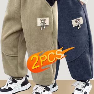 2 stuks Jongens Corduroy Winterbroek met - Elastische Taille Corduroy Lange Broek Geschikt voor, Warme Casual Broek voor, Speelafspraken & Buitenactiviteiten, Perfect voor Buiten