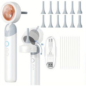 Ear Camera With 1.38'' Display Screen, 3.2mm Lens 1080p Camera Ear Checker, Portable For Ear &mouth&nose& Pet With 12tips Replaceable Tools Support 90° Rotating Heads