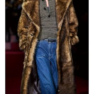 Herfstjas voor Heren – Nieuwe Stijl Nepbont Jas met Pakkraag, Lange Winter Winddichte Warme Mink Overcoat in Maat