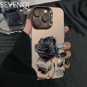 Zwarte Gouden Roos voor Apple Iphone 14/15 Mobiele Telefoon Case 11 12 12Pro 13 13P 13Promax 14 14Pro 14Promax 14Plus 15 15Pro 15Plus 15Pm 16 16Pro 16Plus 16Promax Mobiele Telefoon Case