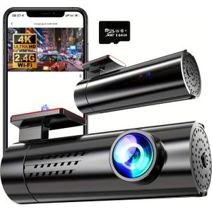 4K Ultra Dashcam voor Auto's A206 Super Helder Nachtzicht WDR WiFi App Bediening Loop Opname 24U Parkeermodus Eenvoudige Installatie Zwarte Doos Autovideorecorder met 64GB Kaart