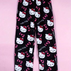 Sanrio voor for hello kitty Pyjama Broek - Hoge Taille, Zacht & Warm, Vibrant Pink met Rode Strik Ontwerp, Perfect voor Cozy Winter Nachten, Kerst Pyjama's
