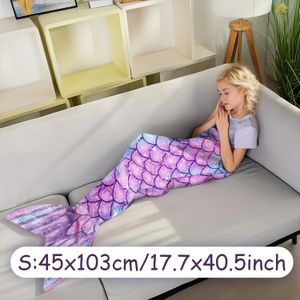 Gezellige Glitter Zeemeermin Kinderdeken - Zacht, Warm Polyester Worp voor Bank, Bed & Reizen - Ideaal Geschenk voor Meisjes