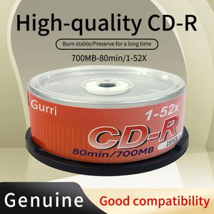 Gurri 52-Snelheid Schrijfbaar Schijf, 700MB/80min, 25 stuks/pod, Leeg Medium, Hoge Snelheid Opname, Compact & Duurzaam Ontwerp voor Muziek en Video Opslag
