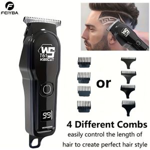 Stijlvol Professioneel Elektrisch Haartrimmer Set Voor Heren, Multifunctionele Draadloze Trimmer Met LED-display, Meerdere Limietkammen, USB-lithiumbatterij Oplaadbaar, Perfect Cadeau