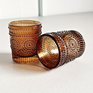 6-delige Glazen Wenskaarsenhouder Amber Theelamp Kaarsenhouder voor Bruiloft