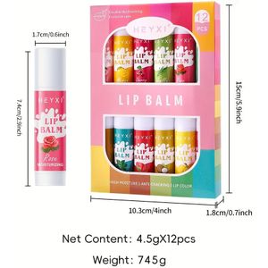 12 stuks Fruit Lip Balm Fruitige Hydraterende Hydraterende Lipverzorging Lippenbalsem Set Herfst En Winter Lippenbalsem Kerstcadeau