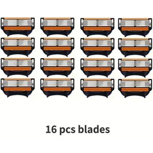 Fusion 5 Holder Compatibel met Veiligheidsscheermesjes, 6-laags Scheermesvervanging, Roestvrijstalen Handvat, Scheermes voor Mannen, voor Lichaam en Gezichtsharenverwijdering