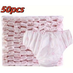 Wegwerp niet-geweven polyester ondergoed, 50 stuks – Ademend, elastische tailleband, enkele gebruik reisonderbroekjes voor spa, sauna, salon