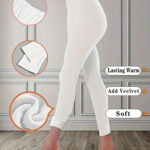 Dames Fleece-gevoerde Warme Leggings voor Herfst en Winter, Zachte Comfortabele Slankmakende Kleur Onderbroek, Geschikt voor Thuis, Fitness, Yoga, Hardlopen, Herfst- en Wintergebruik