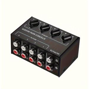 CX400 Audiosignaalmixer, 4-kanaals passieve , multikanaals mixer voor instrumenten, legering, zwart, geen , geen batterij
