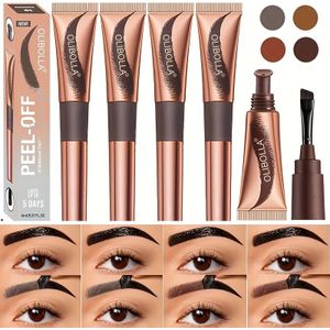 4 stuks Wenkbrauwgel Tint Kit, Semi-permanente Tattoo Brow Gel, Houdt tot 5 Dagen Stand, Waterdicht, Overdrachtbestendig voor Vollere en Gedefinieerde Wenkbrauwen