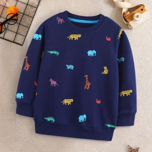 Jongens Sweatshirt met & Dierenprint - Casual Lange Mouwen Ronde Hals Pullover Trui, Machinewasbaar Kinder- & Speeloutfits, Lente/Herfst Kleding met Dino & Jungle Thema ( Pasvorm)