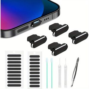 Dust Plug Compatible With And Airpods, Lightning Port Plug Protector Charging Port Anti Dust Cover Includes Speaker Cover (black)