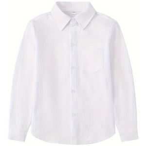 Jongens Casual Kleur Lange Mouw Overhemd - Zacht Stretchstof, Knoopsluiting, Niet-Doorschijnend, Comfortabele Pasvorm voor Alle Seizoenen met Zakdetail